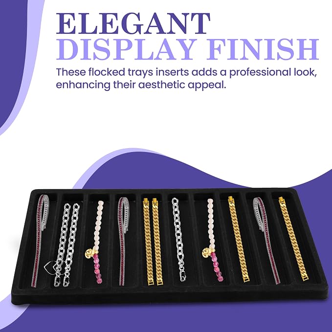 Novel Box 5 Pack 10-Slot Black Liner Jewelry Storage Tray Inserts 14.75x8.25x1 - Image 5