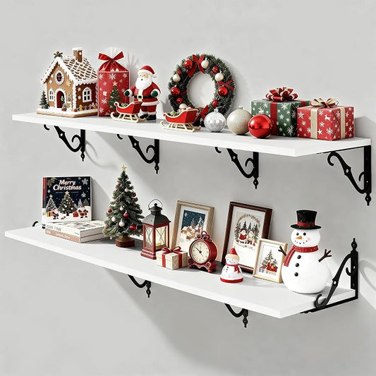 Fun Memories 55 Inch Floating Shelves, Long Floating Shelves Wall-Mounted by FunMemories