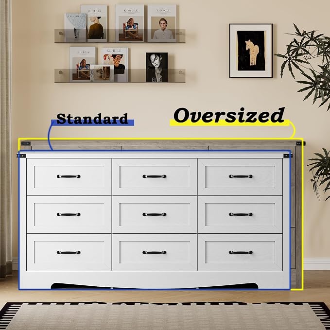 9-Drawer Dresser for Bedroom, Modern Wooden Chest of Drawers - Image 4