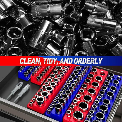 1/4 Inch Magnetic Socket Organizer, Holds 52 Pcs Standard and Deep Size Sockets - Image 6