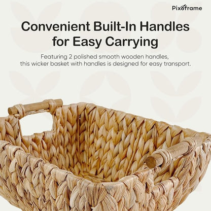 Small Rectangular Handwoven Wicker Basket - Image 5