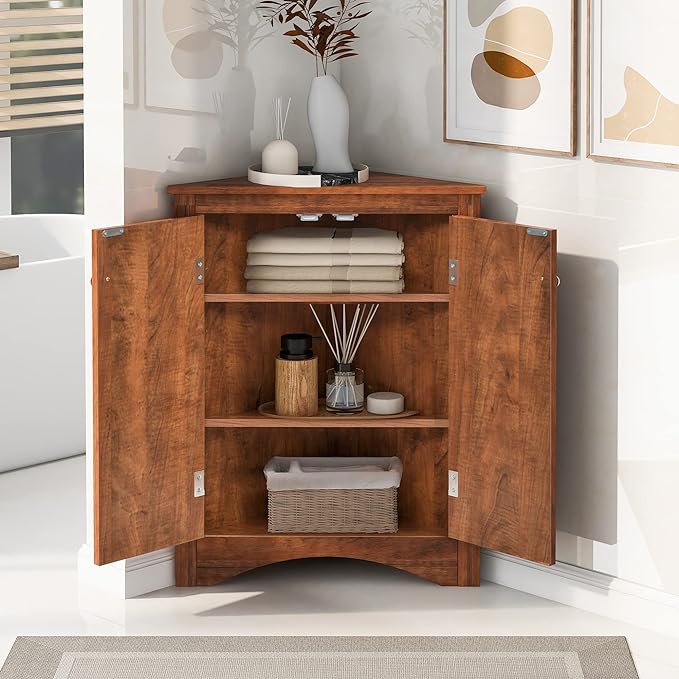 GDFStudio 31.5" H Triangle Corner Bathroom Storage Cabinet by GDFStudio