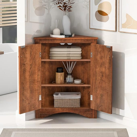 GDFStudio 31.5" H Triangle Corner Bathroom Storage Cabinet by GDFStudio