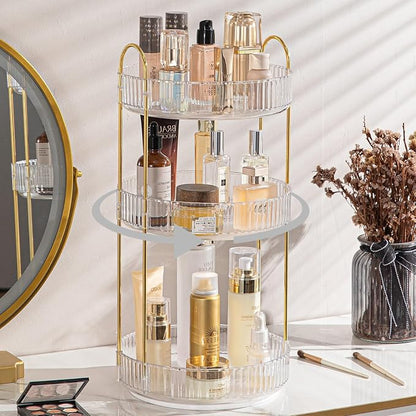 Rotating Makeup Organizer for Vanity, Large Capacity Skincare Perfume Storage by SHUANGQING