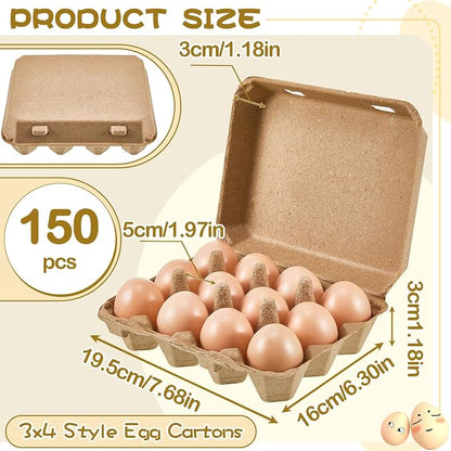 Rtteri 150 Pieces Paper Pulp Egg Cartons 3x4 Style Vintage Blank Egg Cartons - Image 2