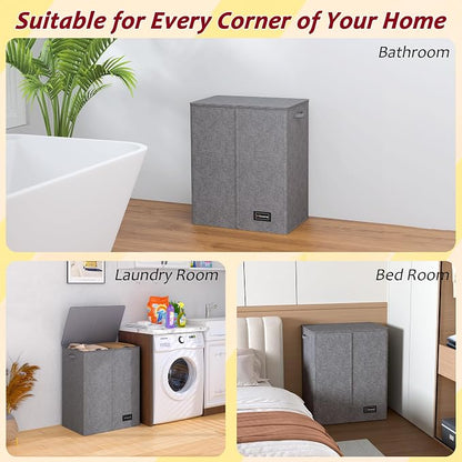 150L Laundry Hamper 2 Section, Large Laundry Hamper - Image 7