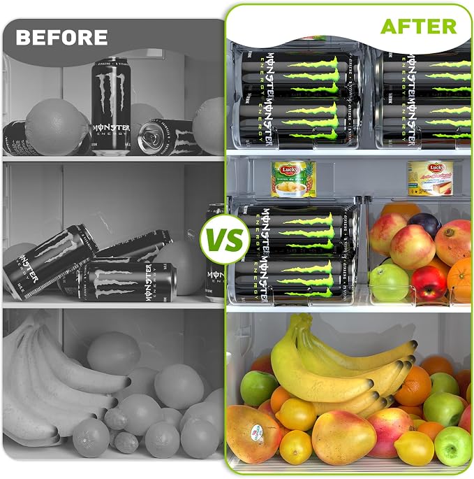 Soda Can Organizer for Refrigerator for Tall Cans of 16oz & 17oz, Stackable - Image 6