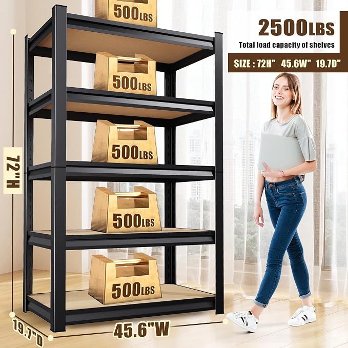 46" W Garage Shelving Heavy Duty Storage Shelves Adjustable Garage Shelves 5 - Image 3