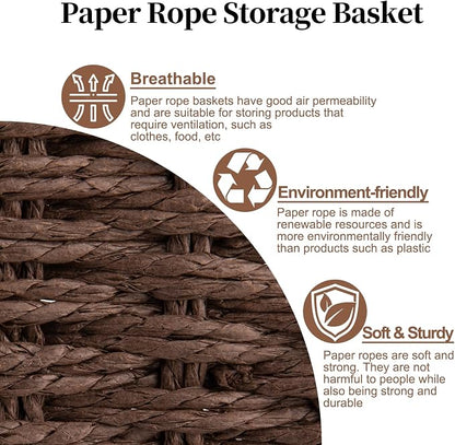 OIAHOMY Pantry Baskets for Organizing, Paper Rope Baskets - Image 4