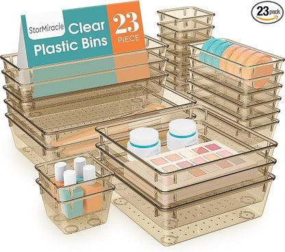 23 PCS Drawer Organizer Set, 5 Varied Size Bathroom and kitchen Drawer cabinet by StorMiracle