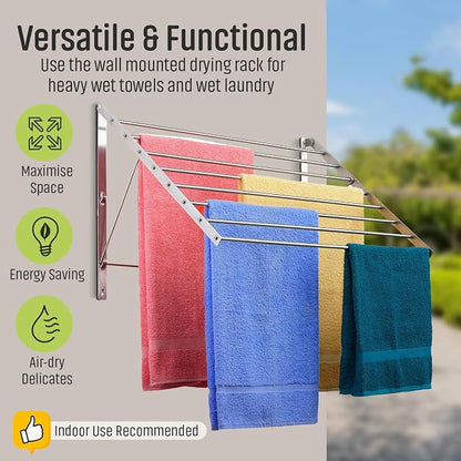 Smartsome | Wall Mounted | Clothes Drying Rack| 22" Wide |15 Linear Feet - Image 5