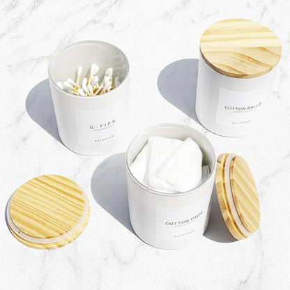 3PCS Farmhouse 13.53oz White Bathroom Canisters - Image 8