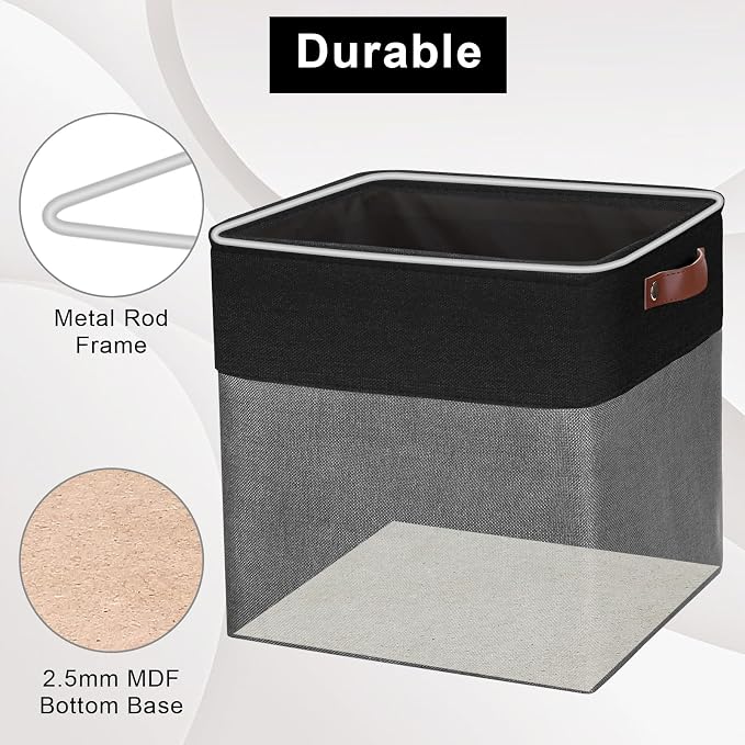 13x13 Cube Storage Bins, Collapsible Fabric Storage Box, 4 Pack Closet Baskets - Image 4