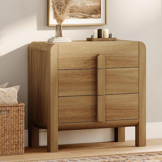 WAMPAT 3 Drawer Dresser for Bedroom, 31.5" Wide Mid Century Modern Wide Chest by WAMPAT