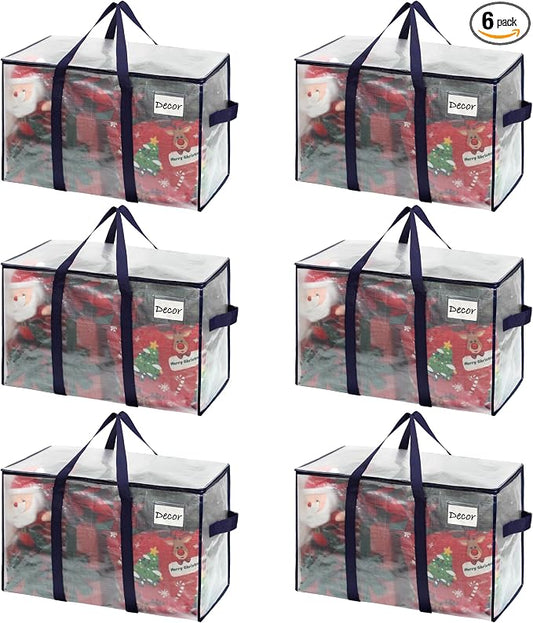 VENO 6 Pack Moving Bags and Large Christmas Storage Bins by Veno