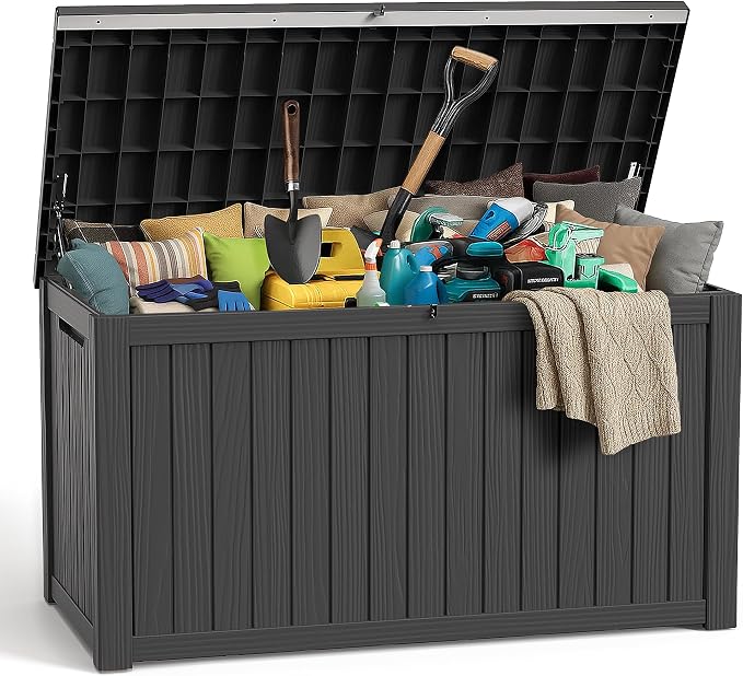 280 Gallon Large Deck Box, Resin Outdoor Storage Box by OutdoorLivingPerfected