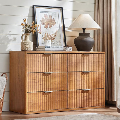 LEYAOYAO Fluted 6 Drawers Dresser Set of 2, Curved Profile Design, Dresser TV - Image 2