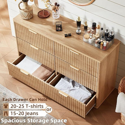 LEYAOYAO Fluted 6 Drawers Dresser Set of 2, Curved Profile Design, Dresser TV - Image 7