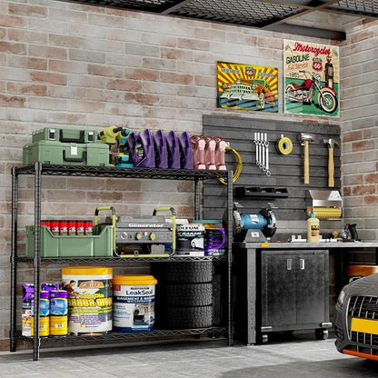 Storage Shelves, 3-Tier Adjustable Metal Industrial Utility Shelf Rack - Image 4