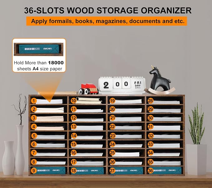 TQVAI Literature Organizer, Heavy Duty 36 Compartments Countertop Mail Organizer - Image 2
