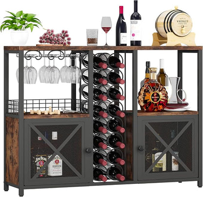 Homeiju Mini Bars for Home, Wooden Coffee Bar Cabinet, Modern Liquor Cabinet - Image 8