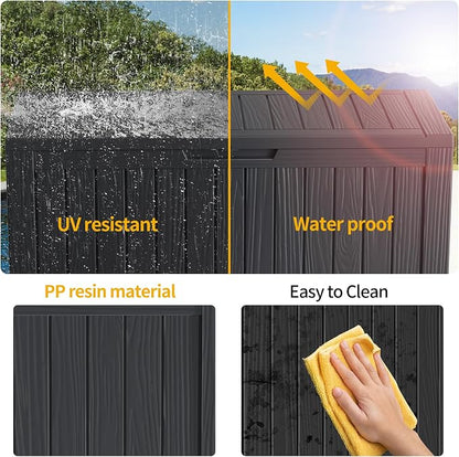 270 Gallon Outdoor Storage Box Waterproof Lockable Resin Deck Box Large - Image 9