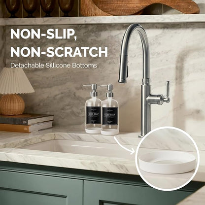 Vine Creations Clear Glass Soap Dispenser, 2 Pack Kitchen Soap Dispenser Set - Image 3