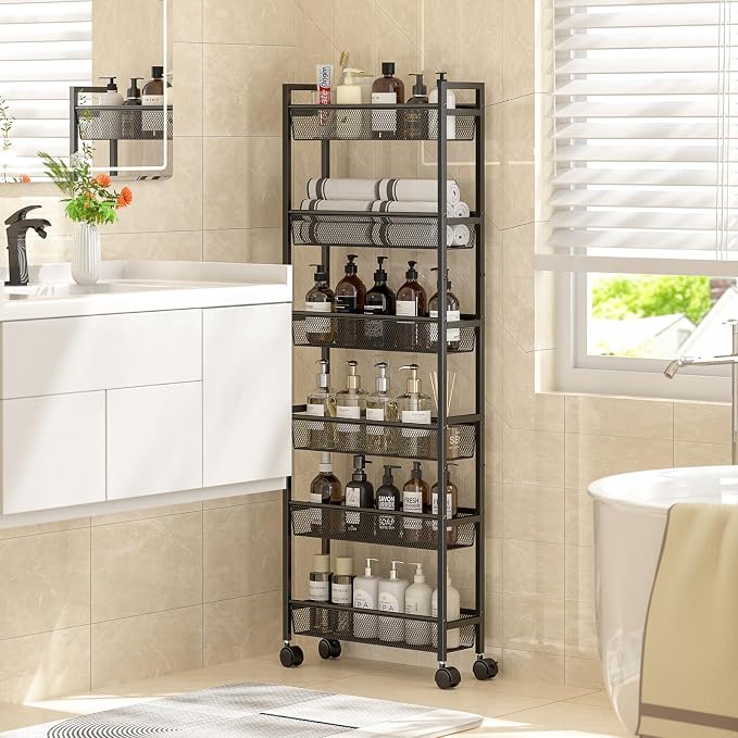6 Tier Slim Storage Cart, Narrow Cart - Image 6