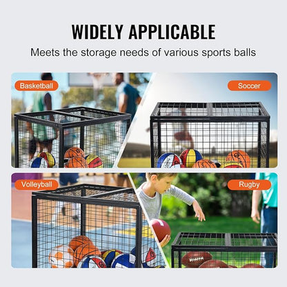 VEVOR Rolling Sports Ball Storage Cart, Lockable Basketball Cage - Image 6