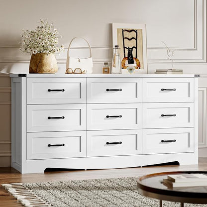 9-Drawer Dresser for Bedroom, Modern Wooden Chest of Drawers by BORNOON