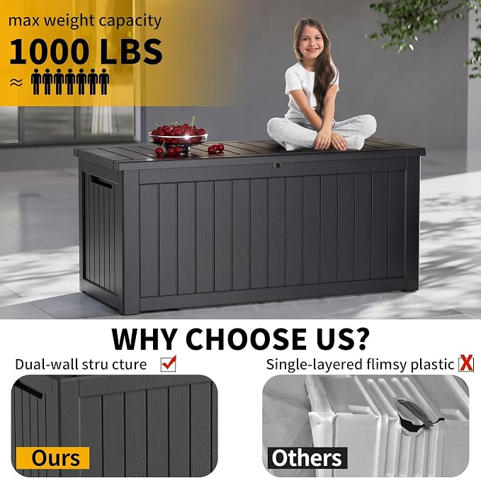 Heavy-Duty 270 Gallon Waterproof Deck Storage Box, Outdoor Storage - Image 6