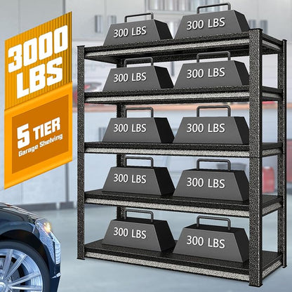 48" W Garage Shelving Heavy Duty, 3000LBS Loads Garage Storage Shelves Heavy - Image 4