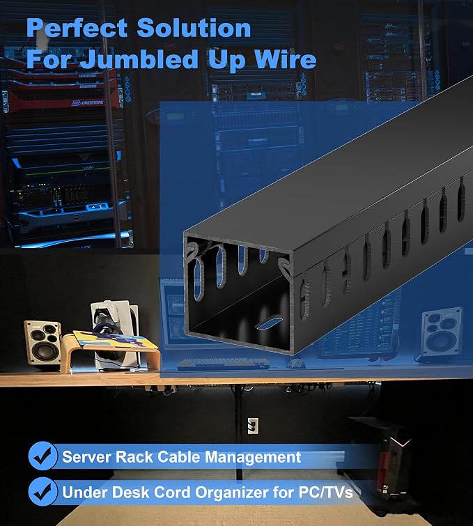 63in Professional Server Rack Cable Management Raceway, H1.4 x W1.6in Cable - Image 5
