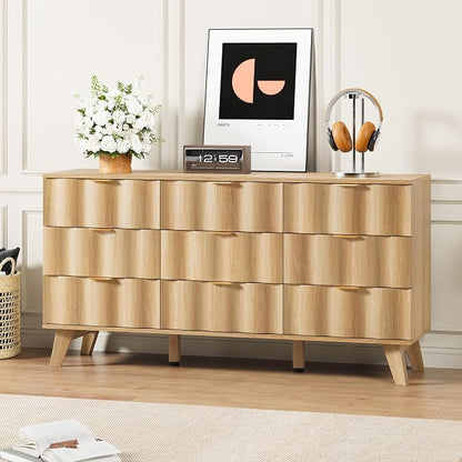 9 Drawer Dresser, Modern Fluted Storage Dresser by EnjoyaWarmandCozyLife
