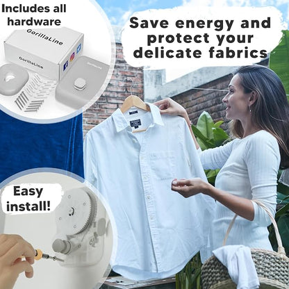 GorillaLine Retractable Clothesline, Indoor and Outdoor, Heavy Duty Wall - Image 4