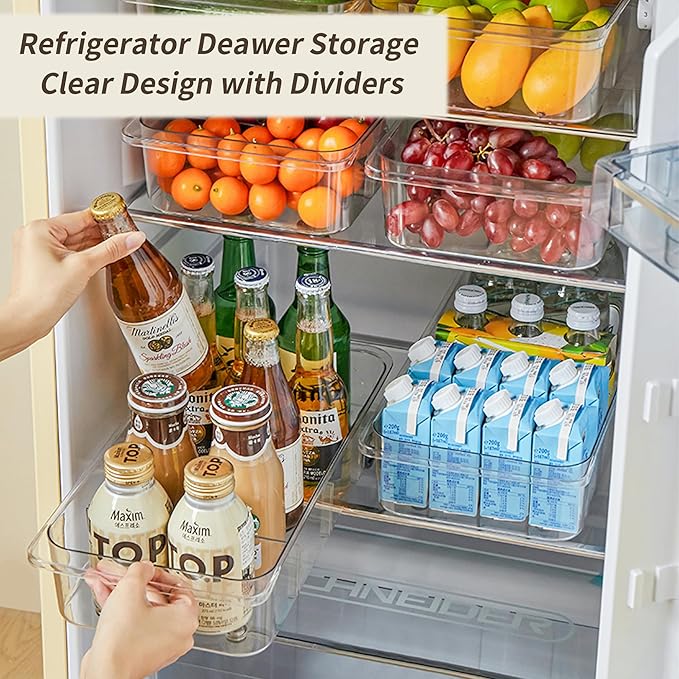 Attelite 3 Pack Fridge Organizer on Wheels, Roll Out Refrigerator Organizers - Image 4
