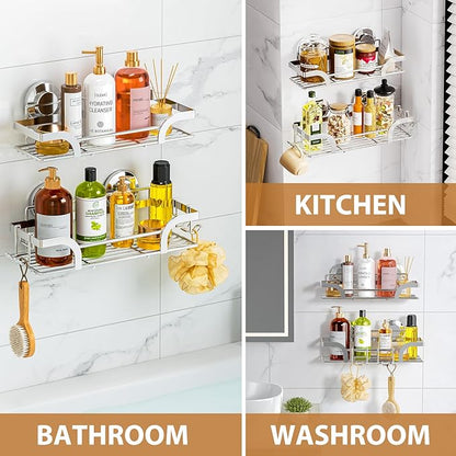 LEVERLOC Shower Caddy Suction Cup 2 Pack, Shower Shelf - Image 3