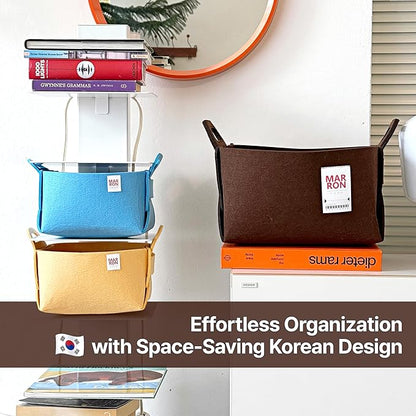 Collapsible Felt BROWN Storage Bin Large 14.6"x9.4"x9.4" – Foldable Basket - Image 7