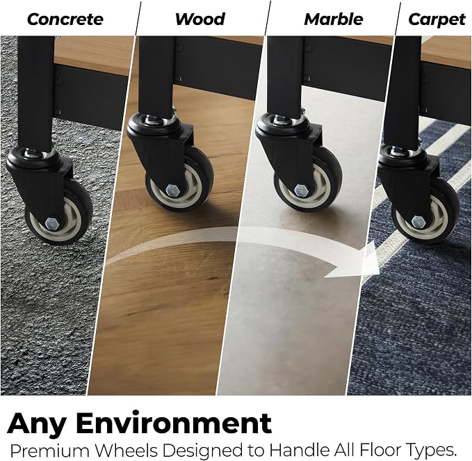 HOMEDANT House 5-Tier Metal Rolling Cart Shelf Rack Casters Heavy Duty - Image 14