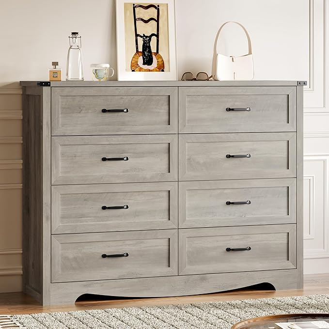 8-Drawer Dresser for Bedroom, Modern Wooden Chest of Drawers by BORNOON