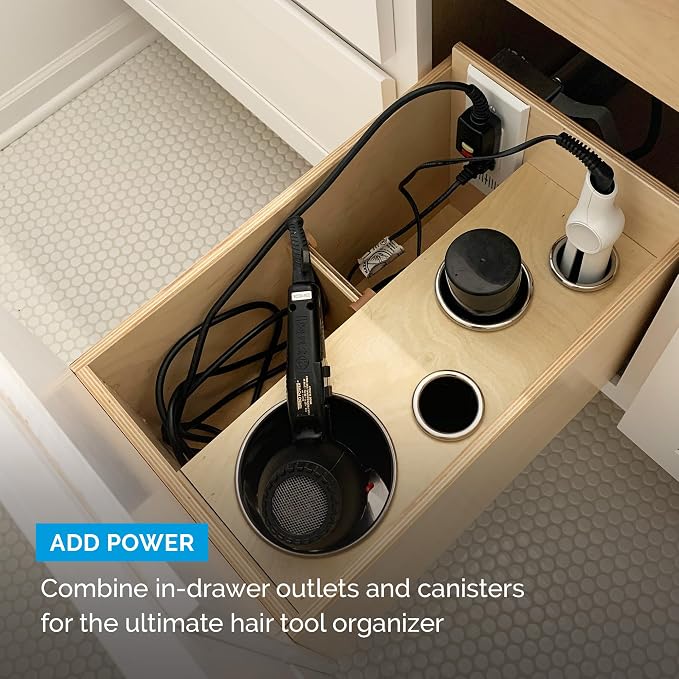 Docking Drawer 2.0" Canister for Hot Tools, Hair Dryer, Curling Iron, and Flat - Image 5