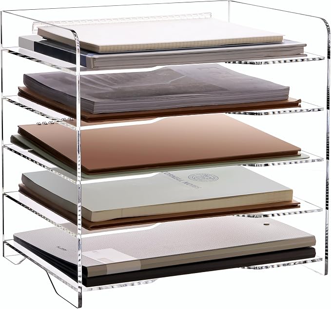 SANRUI Acrylic Desk File Organizer 5 Tier Letter Tray Paper Organizer by SANRUI