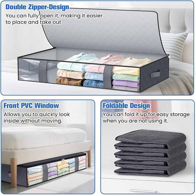 Under Bed Storage Containers, 8 Pack Blanket Storage Bags, Collapsible Storage - Image 4