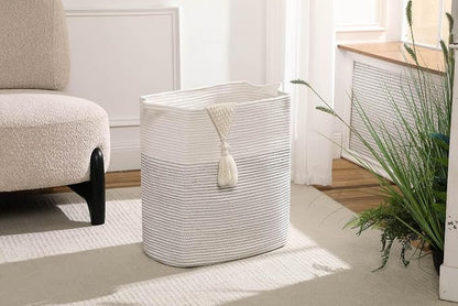 Tall Laundry Basket With Handles, Woven Cotton Rope Big Laundry Hamper Sorters - Image 2
