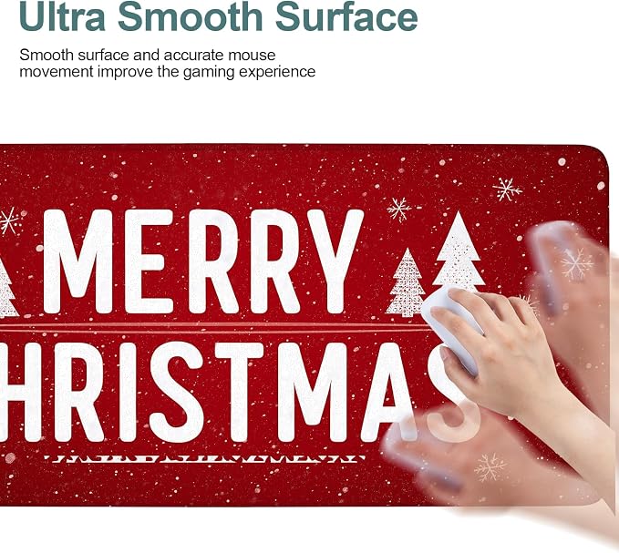 Merry Christmas Gaming Mouse Pad 35.4"x15.7"Desk Mat Anti-Slip Rubber Base & - Image 5