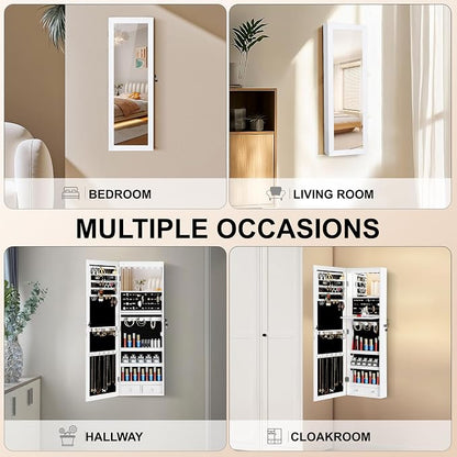 Mirror Jewelry Organizer, Wall/Door Mounted Jewelry Armoire - Image 6