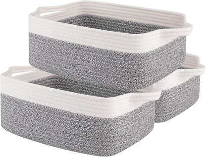 OIAHOMY 3 Pack Storage Baskets for Organizing, Woven Cotton Rope Basket for by MasterofSpaceOptimization