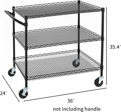 Finnhomy 3 Tier Heavy Duty Commercial Grade Utility Cart, Wire Rolling Cart - Image 4
