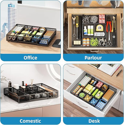 Marbrasse Expandable Desk Drawer Organizer, Mesh Drawer Organizer Tray - Image 4