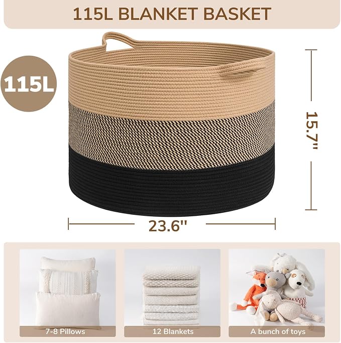 INDRESSME 115L Extra Large Blanket Basket - Image 2